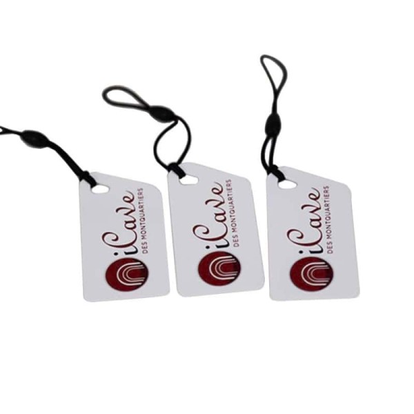 ISO15693 ICODE SLI-X RFID Tag clé avec corde élastique noire -Cartes RFID HF