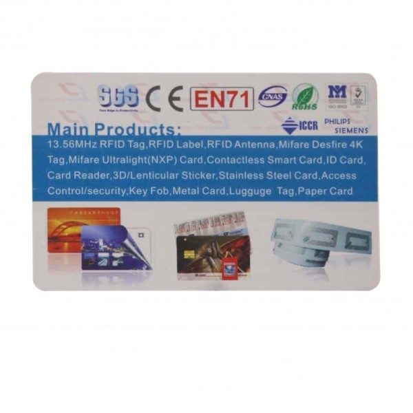 Fornecedor de PVC cartão Desfire MF 2K -HF RFID Cartões